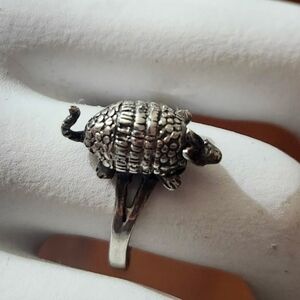 Rare 925 Armadillo Ring With Articulate Head, Tail, And Legs